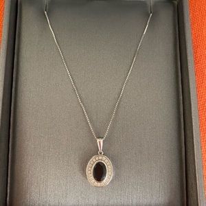 White gold 14k diamond sapphire necklace
